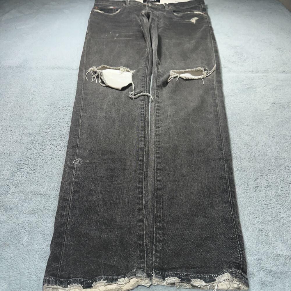 Y2k 2000s Purple Brand Jeans Slim Straight Pants Mens 31 Grunge Ripped Gothic